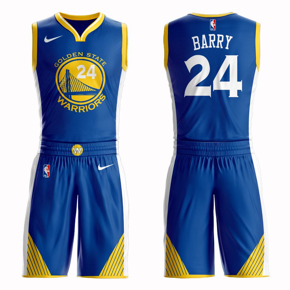 Men 2019 NBA Nike Golden State Warriors #24 Barry blue Customized jersey